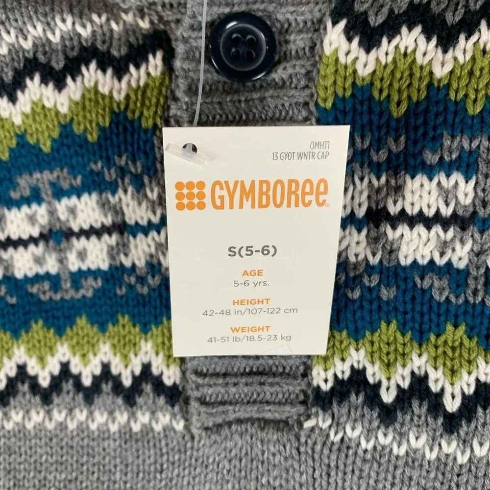 Gymboree Kids Fair Isle Grey Sweater Fleece Neck Lining Size 5-6‎ NWT 6474